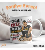 Parke Ustasına Hediye Esprili Meslek Kupası - Şantiye Serisi Çorabı Çıkar Parkeyi Ben Döşedim Baskılı Kupa Bardak