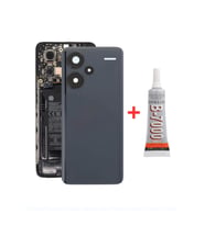 Redmi Note 13 Pro+ Plus Arka Kapak - Arka Pil Batarya Kapağı Kamera Lensli + B7000 Yapıştırcı - 23090RA98G Uyumlu (Siyah)