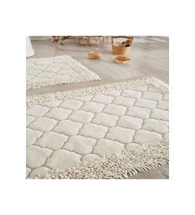 Cotton Special 2'li Pamuklu Klozet Takımı Krem Banyo Paspas Seti Klozet Takımı