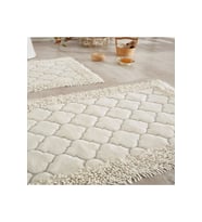 Cotton Special 2'li Pamuklu Klozet Takımı Krem Banyo Paspas Seti Klozet Takımı