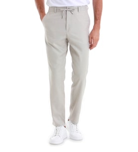 Bej Dinamik Fit Düz Yandan Cepli Keten Jogger Pantolon