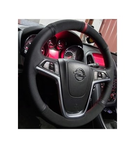 Opel Astra J Kasa Kırmızı Yüzüklü Nokta-nubuk Deri Direksiyon Kılıfı