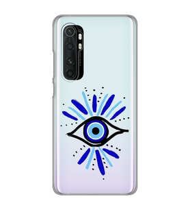 Xiaomi Mi Note 10 Lite Uyumlu Nazar Göz Desenli Şeffaf Telefon Kılıfı