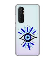 Xiaomi Mi Note 10 Lite Uyumlu Nazar Göz Desenli Şeffaf Telefon Kılıfı