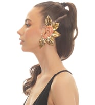 Kadın Altın Renk Lak Kaplama Zirkon Taşlı Yaprak Stilizesi Sol Kulak Earcuff&Kıkırdak Küpe