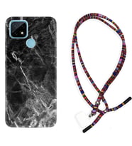 Realme C11 C21 C21Y C25Y C11 2021 Kılıf Boyun Asklı Rasta Silikon Kara Mermer 1375