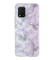 Xiaomi Mi 10 Lite Uyumlu Kapak Floral Lila Tasarımlı Şeffaf Silikon Kılıf