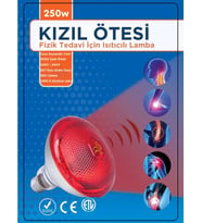 Avarson 250W Kızılötesi (infrared) Isıtıcılı Fizik Tedavi Lambası (Kırmızı Işık) E27 (Kalın Duy)