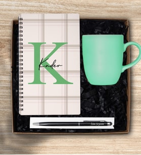 Kişiye Özel Ahşap Defter Kalem Kupa Hediye Seti