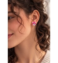 Pembe Ayıcık Figürlü Kadın Küpe Sevimli Minimal Günlük Takı