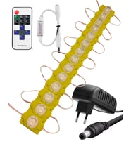 20 Adet 24 Volt 1,5 Watt Tek Lensli Amber 3030 SMD Led Modül 12A Tek Renk RF Dimmer 2A Priz Tipi Ada