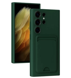 Newface Samsung Galaxy S24 Ultra Kılıf Kelvin Kartvizitli Silikon - Koyu Yeşil