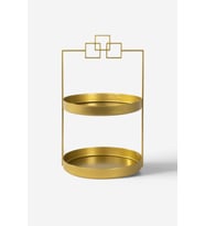 İki Katlı Gold Metal Organizer, Çok Amaçlı Düzenleyici, Şık ve Pratik Kullanım