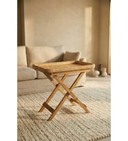 Ahşap Ayaklı Hasır Sehpa 59 cm