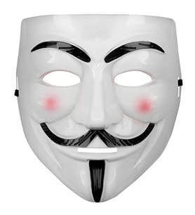 Beyaz Renk Pembe Yanaklı İthal V For Vendetta Maskesi