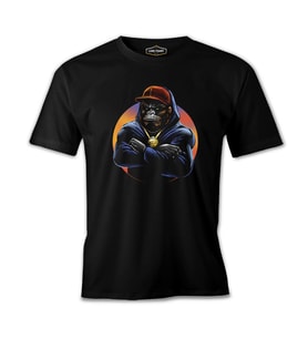A Monkey with a Hat and a Chain Siyah Erkek Tshirt