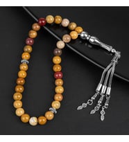 Sarı Jasper Doğal Taş Tesbih 33lük - 8mm (Çok Renkli)