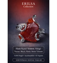 Sertifikalı Nazar Sinir Stres Tılsımı Yüzüğü – Ham Kızıl Yemen Akik Taşı – Ayarlanabilir (Çok Renkli)