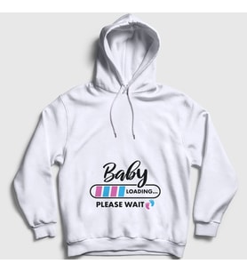 Presmono Unisex Beyaz Baby Loading Yükleniyor Doğum Hamilelik Kapüşonlu Sweatshirt 531523tt
