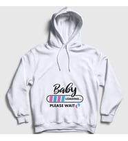 Presmono Unisex Beyaz Baby Loading Yükleniyor Doğum Hamilelik Kapüşonlu Sweatshirt 531523tt
