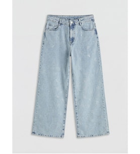LCW Kids Mavi Wideleg Taşlı Kız Çocuk Jean Pantolon