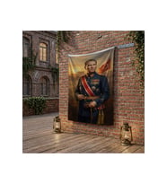 Askeri Üniformalı Atatürk Portresi poster Bayrak Raşel Kumaş 100x150 cm ATA75