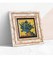 Van Gogh Süsenler Taş Duvar Tablosu - Çerçeveli Taş Tablo - Dekoratif Duvar Sanatı - Modern Ev ve Ofis Duvar Dekoru T1-287