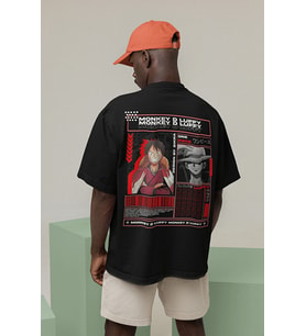 Monkey D. Luffy Baskılı Unisex Oversize Anime Karakter Tişört