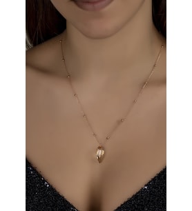 Union Crystal Kadın Golden Shadow Rose Gümüş Kolye