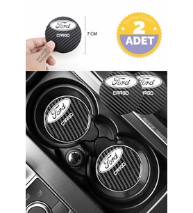 Ford Cargo Karbon Bardak Altlığı Ford Cargo Yazılı Spor ve Şık 2 Adet 7 cm Tasarım