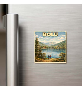 Bolu Şehri - Pop-Art Travel - 9x9 cm Buzdolap Magneti