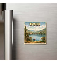 Bolu Şehri - Pop-Art Travel - 9x9 cm Buzdolap Magneti