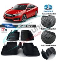 Honda Civic Fc5 Havuzlu 3D Paspas Niken Siyah 2016 Sonrası