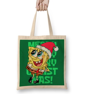 SpongeBob Christmas Süngerbob Bez Çanta Uzun Saplı