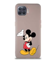 Oppo Reno 4 Lite Soft Premier Kapak Mickey Mouse-C Tasarımlı Silikon Kılıf - Pudra (Şeffaf)