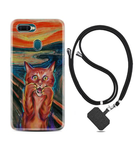 Oppo A5S A15 A16 A54 A55 A73 A74 Kılıf Boyun Askılı Silikon Tablo Cat 1788