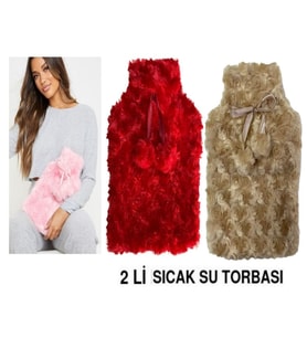 SICAK SU TORBASI 2 ADET PONPONLU TERMOFOR 26X17X2CM 1 LİTRE