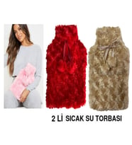SICAK SU TORBASI 2 ADET PONPONLU TERMOFOR 26X17X2CM 1 LİTRE