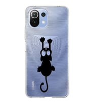 Xiaomi Mi 11 Lite Uyumlu Kapak Çizgi Kedi Tasarımlı Şeffaf Silikon Kılıf