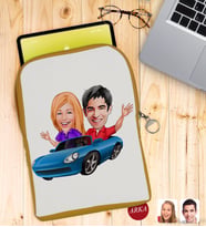 BK Gift Kişiye Özel Sevgililer Karikatürlü Taşınabilir Koruyucu Tablet Kılıfı & Organizer Çanta - Sarı-52