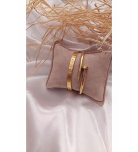 Altın Renk Çivi Ve Cartier Model Bileklik Set 763