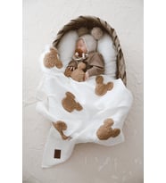 Teddy-Dört Kat Müslin Ekru Souris Battaniye