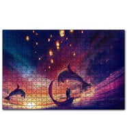 Cakapuzzle Yunuslar ve Fantastik Sandalda Romantik Çift  Puzzle Yapboz MDF (Ahşap) (120 Parça)