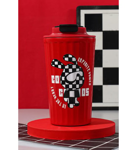 316 L Çelik Kırmızı Tavşan Figür 400 ml Kahve El Termos Mug cin483kr