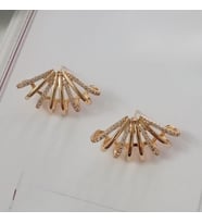 Lente Aksesuar Özel Seri Zirkon Taşlı Yelpaze Model Işın Küpe (Gold)