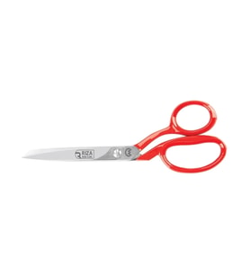 3257-9 Tekstil / Yatık Konfeksiyon Makası No: 9 İnç / 22,86 Cm - Nikel Kaplama, Kırmızı Saplı, Mikro Tırtıllı