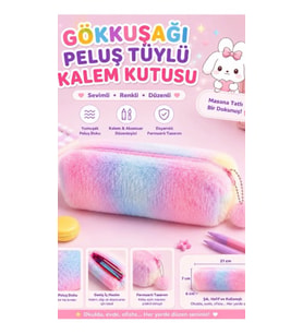 Kawaii Gökkuğaşı Pastel Pembe Mor Renk Kalemlik Kalem Kutusu Makyaj Çantası Düzenleyici