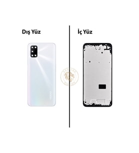 Oppo A92 Beyaz Uyumlu Lensli Orta Kasa Full Kasa Kapak Gövde Housing