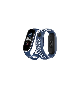 Xiaomi Mi Band 6 Spor Delikli Kordon - Lacivert-beyaz
