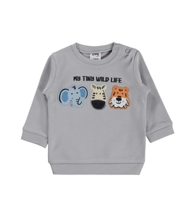 Civil Baby Hayvan Nakışlı 3-18 Ay Sweatshirt - Gri